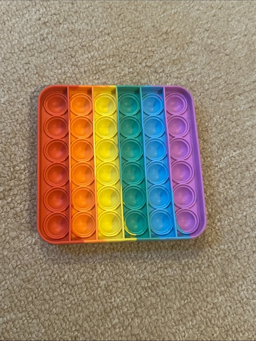 Fidget Sensory Toy Lot - Rainbow Square Pop-It & 2 Orange Sensory Grids